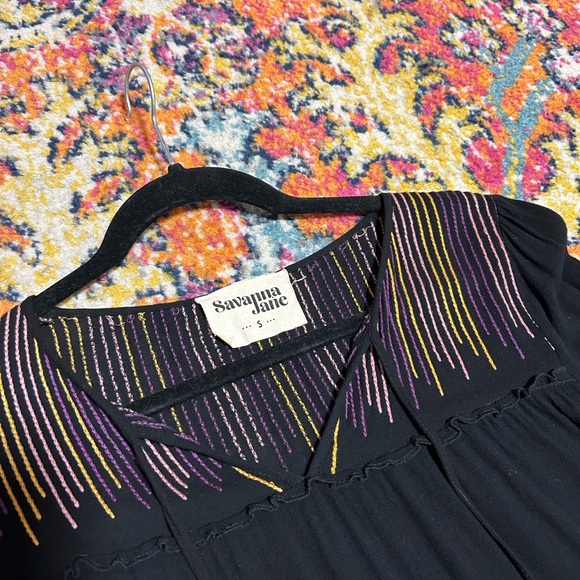 Savannah Jane | Black Embroidered Top Long Sleeve Small - Picture 3 of 5